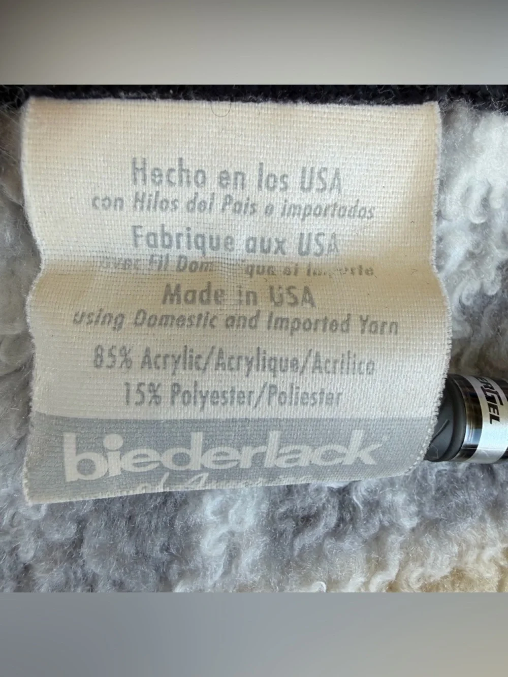 VTG Biederlack Medallion Scroll Patterned Band Throw Blanket Neutral 53x76 GUC